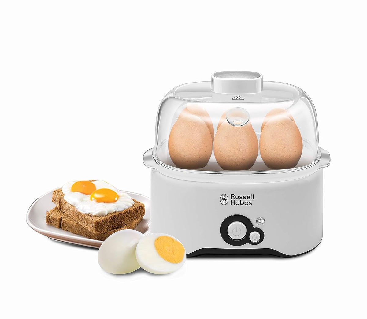 Russell Hobbs Fully Automatic Egg Cooker (6 Egg Capacity & 2 Egg Poaching Pans, 300W)