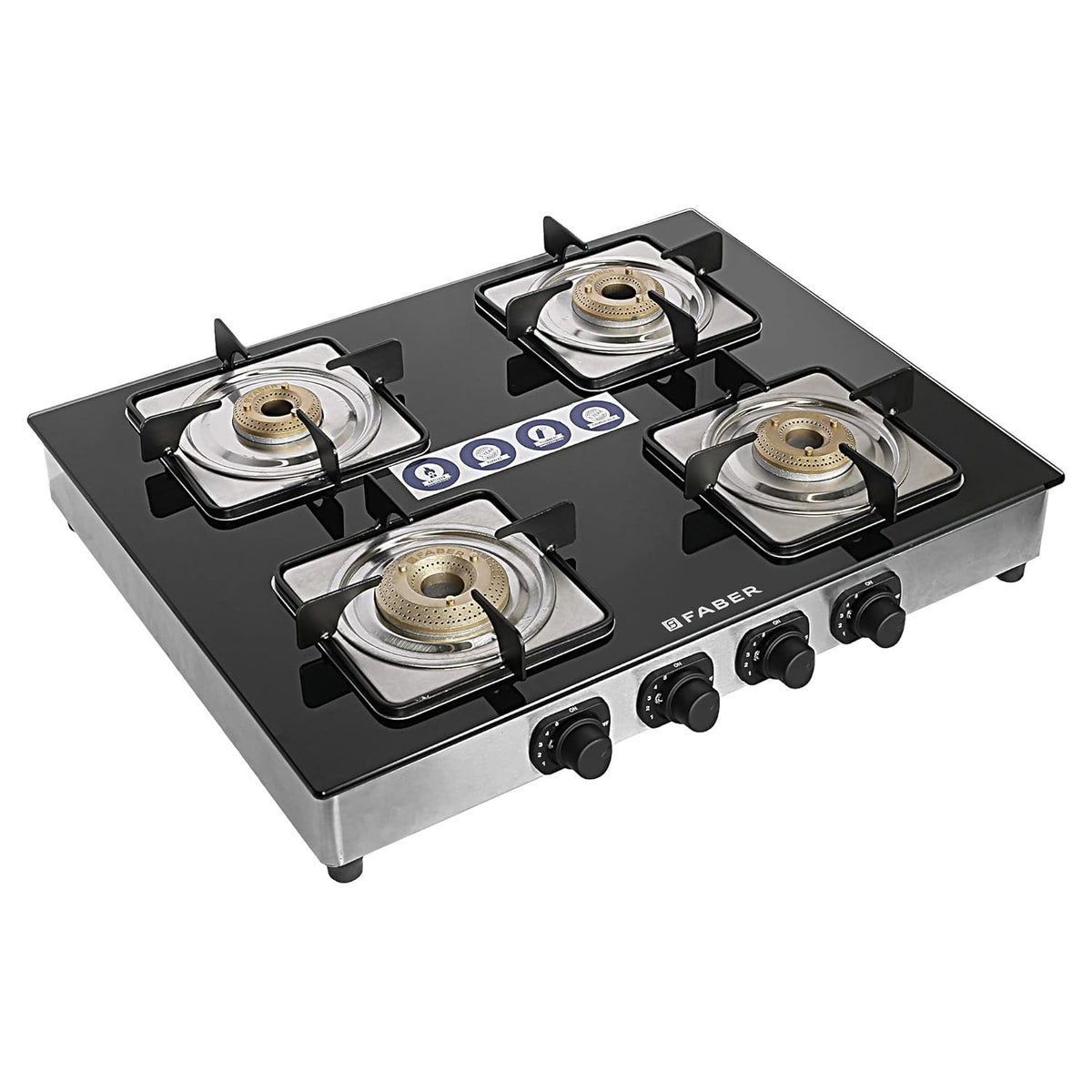 Faber Supreme Plus Glass Top Gas Stove (4 Burner, Manual Ignition)