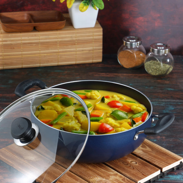Vinod Zest Non-Stick Deep Kadai with Glass Lid (3.1 L)