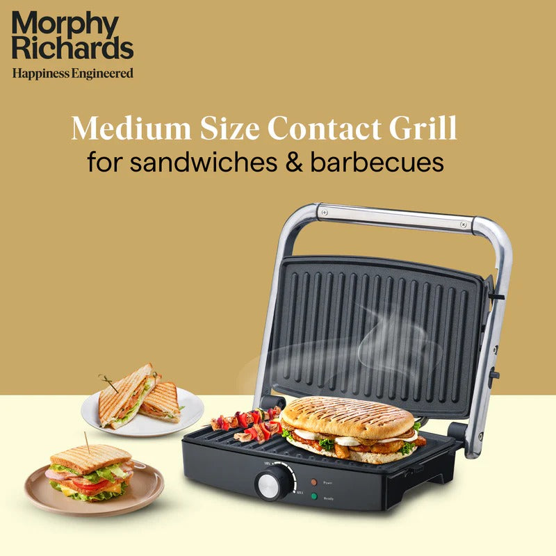 Morphy Richards Imperio Series SM 72 Grill Sandwich Maker (Silver & Black, 1500W)