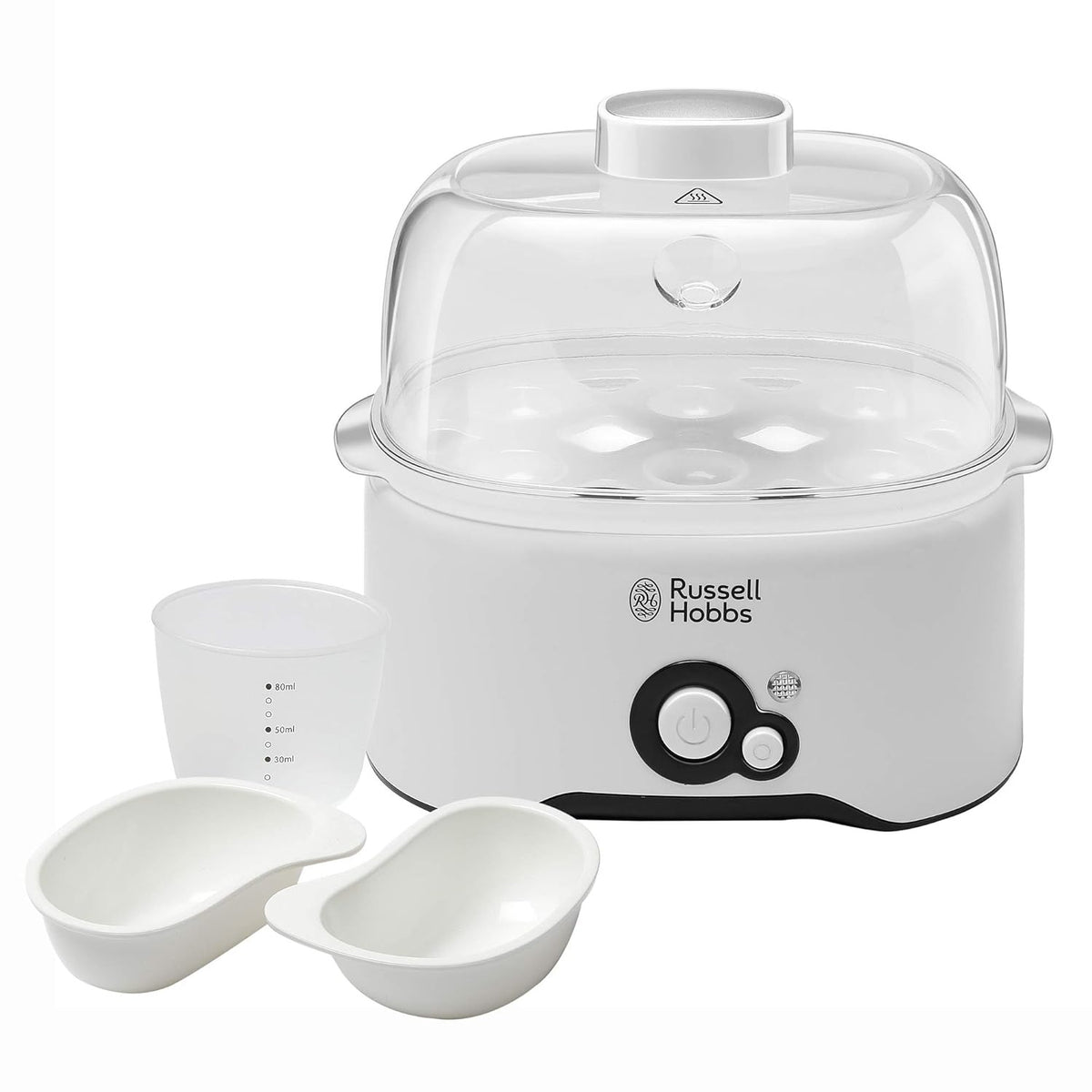 Russell Hobbs Fully Automatic Egg Cooker (6 Egg Capacity & 2 Egg Poaching Pans, 300W)