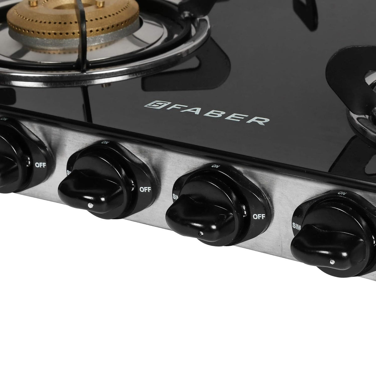 Faber Splendor Glass Top Gas Stove (4 Burner, Manual Ignition)