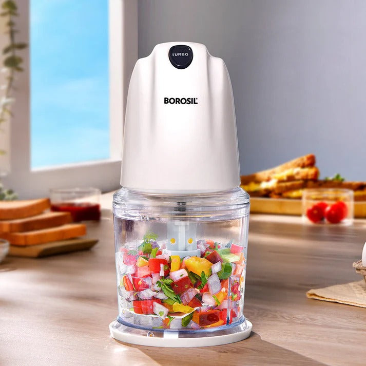 Borosil Chef Delite Electric Vegetable Chopper (500 ml Bowl, White)