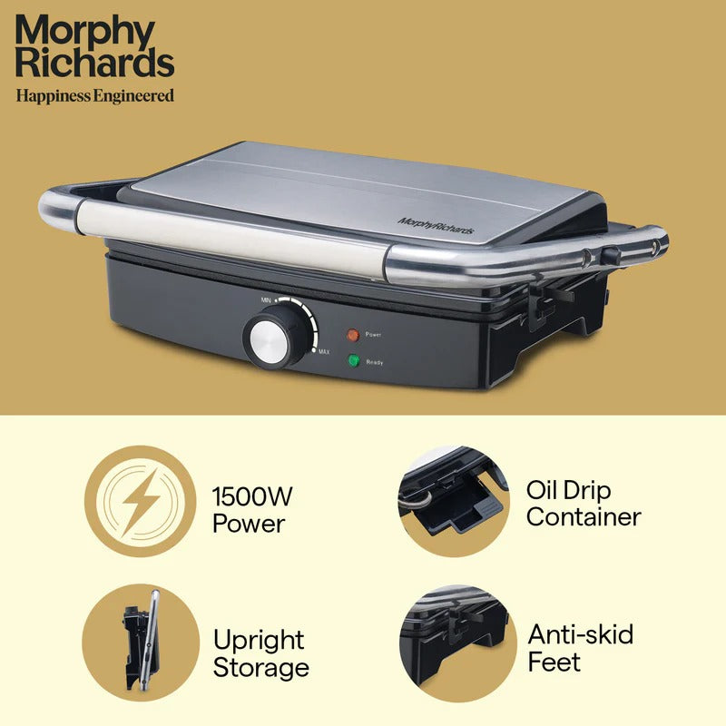 Morphy Richards Imperio Series SM 72 Grill Sandwich Maker (Silver & Black, 1500W)