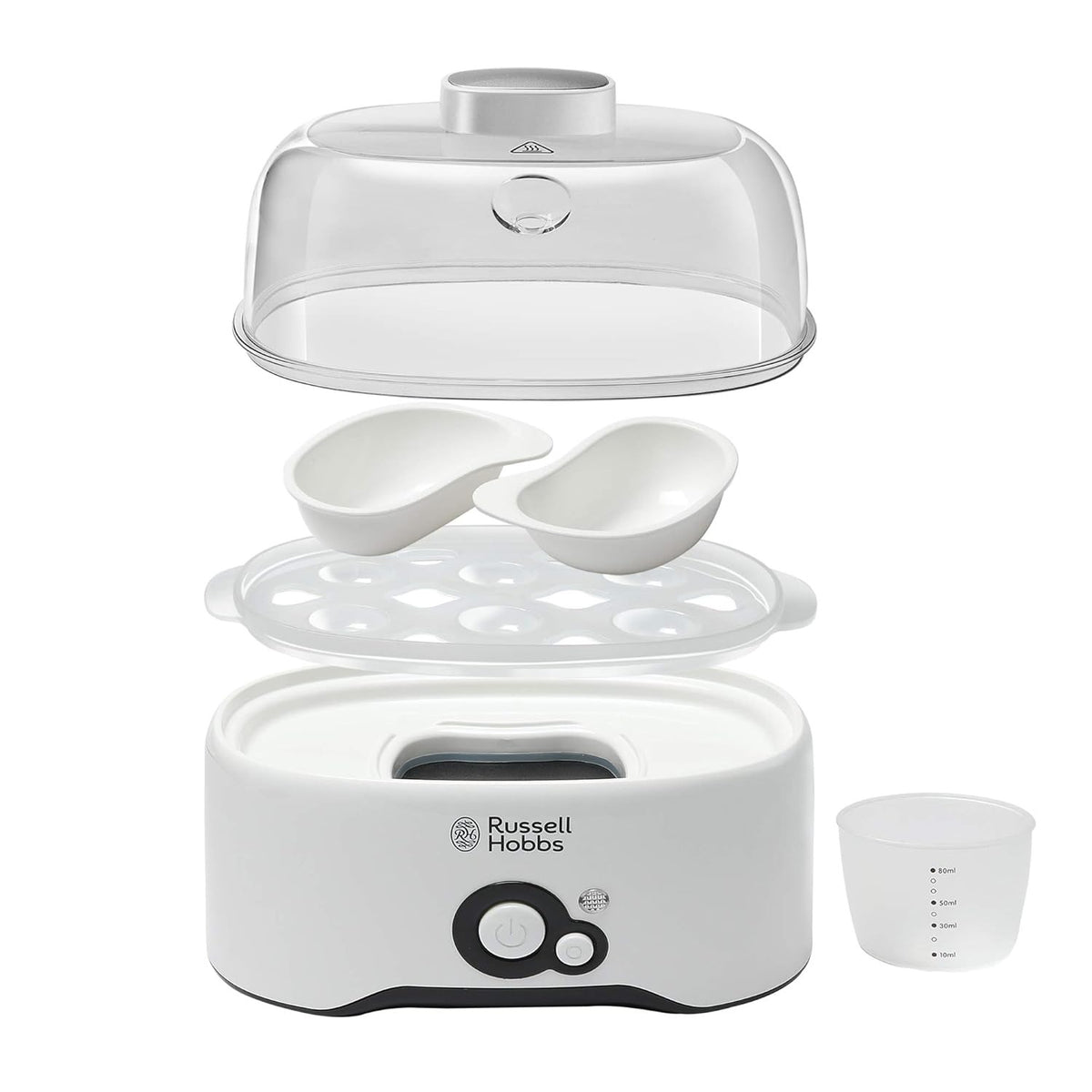Russell Hobbs Fully Automatic Egg Cooker (6 Egg Capacity & 2 Egg Poaching Pans, 300W)