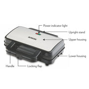 Borosil Neo Waffle Maker (Black, 1000W)