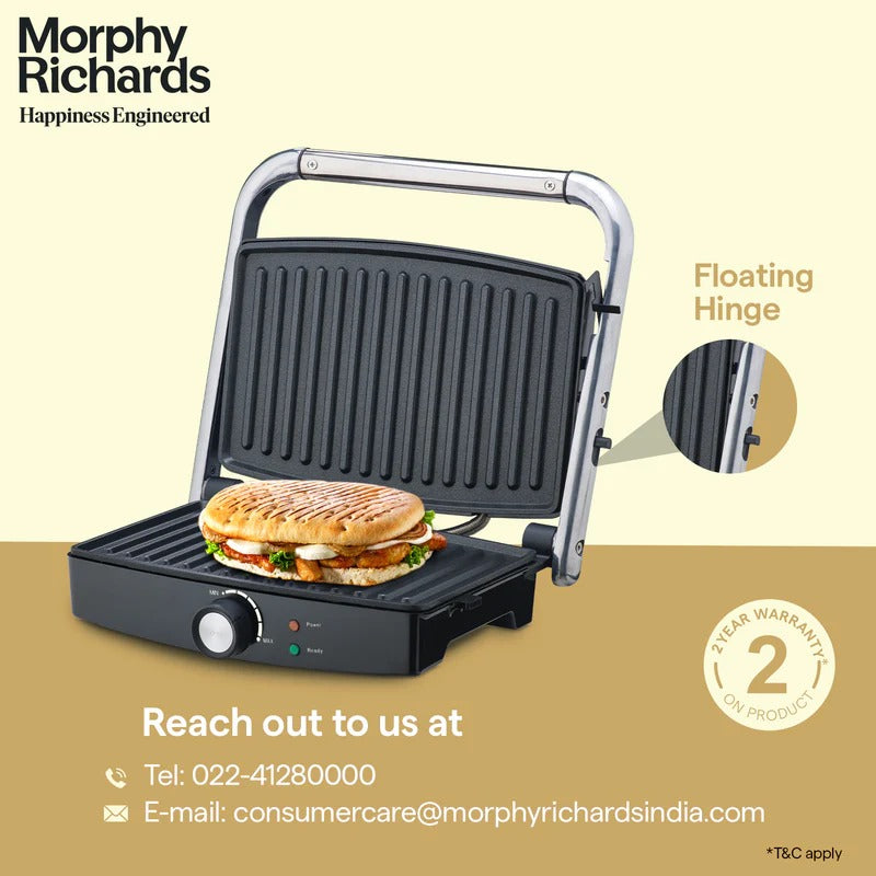 Morphy Richards Imperio Series SM 72 Grill Sandwich Maker (Silver & Black, 1500W)