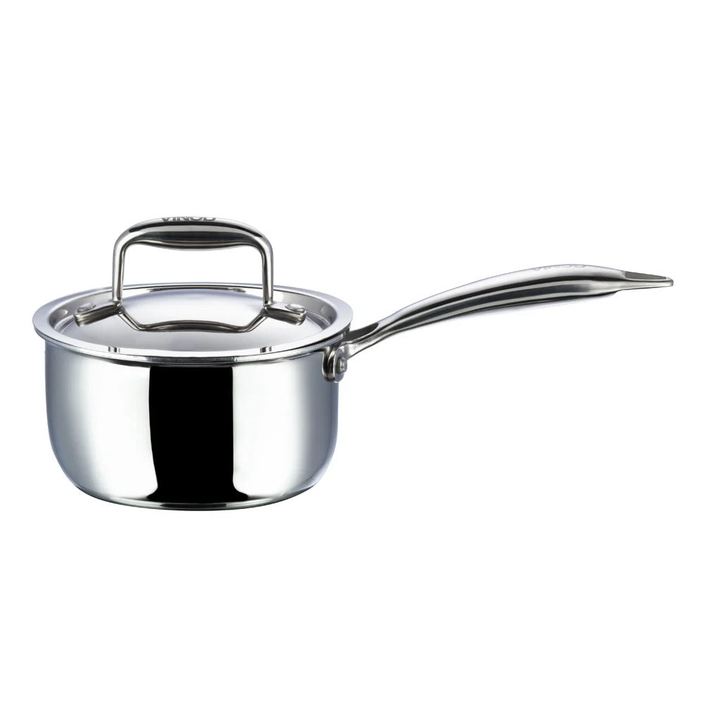 Vinod Platinum Triply Stainless Steel Saucepan with Lid (3 L)