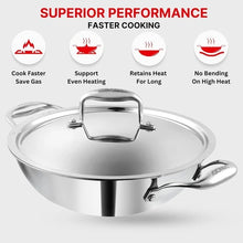 Vinod Platinum Triply Stainless Steel Kadai with Lid, Induction Friendly (12 L)