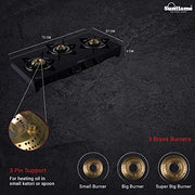 Sunflame Centa Glass Top Gas Stove (3 Burner, Auto Ignition)