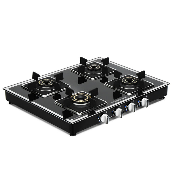 Sunshine Arrow Glass Top Gas Stove (4 Burner, Manual Ignition)