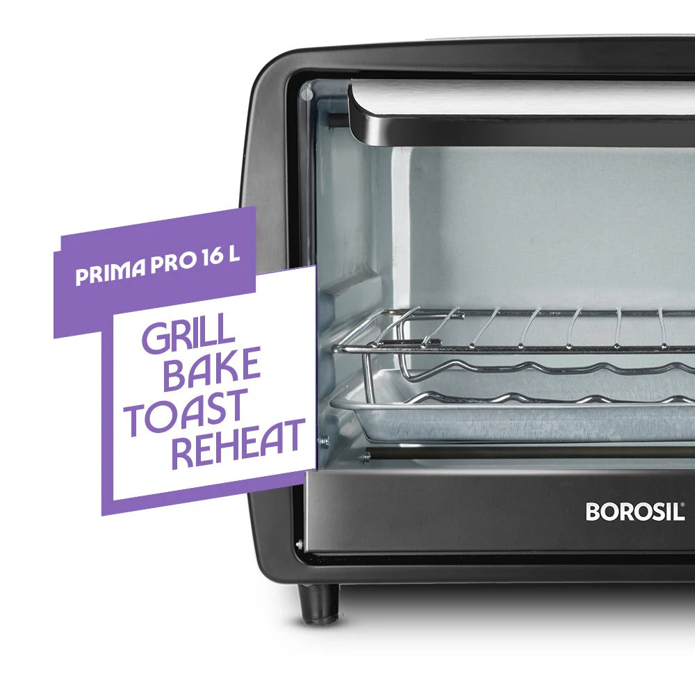 Borosil Prima Pro Oven Toaster Griller (OTG) (16 Litre, Black)