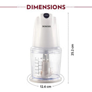 Borosil Chef Delite Electric Vegetable Chopper (500 ml Bowl, White)