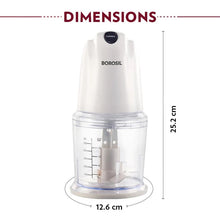 Borosil Chef Delite Electric Vegetable Chopper (500 ml Bowl, White)