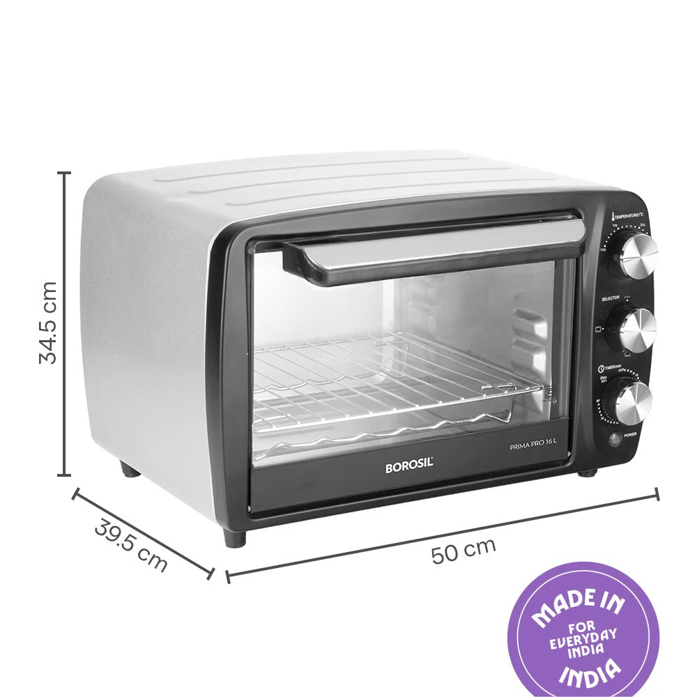 Borosil Prima Pro Oven Toaster Griller (OTG) (16 Litre, Black)
