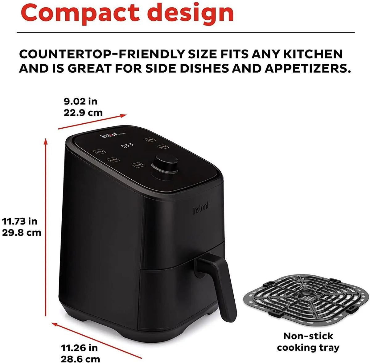 Instant Pot Vortex 2 Qt Digital Air Fryer (Black, 2 Litres Oil Capacity)