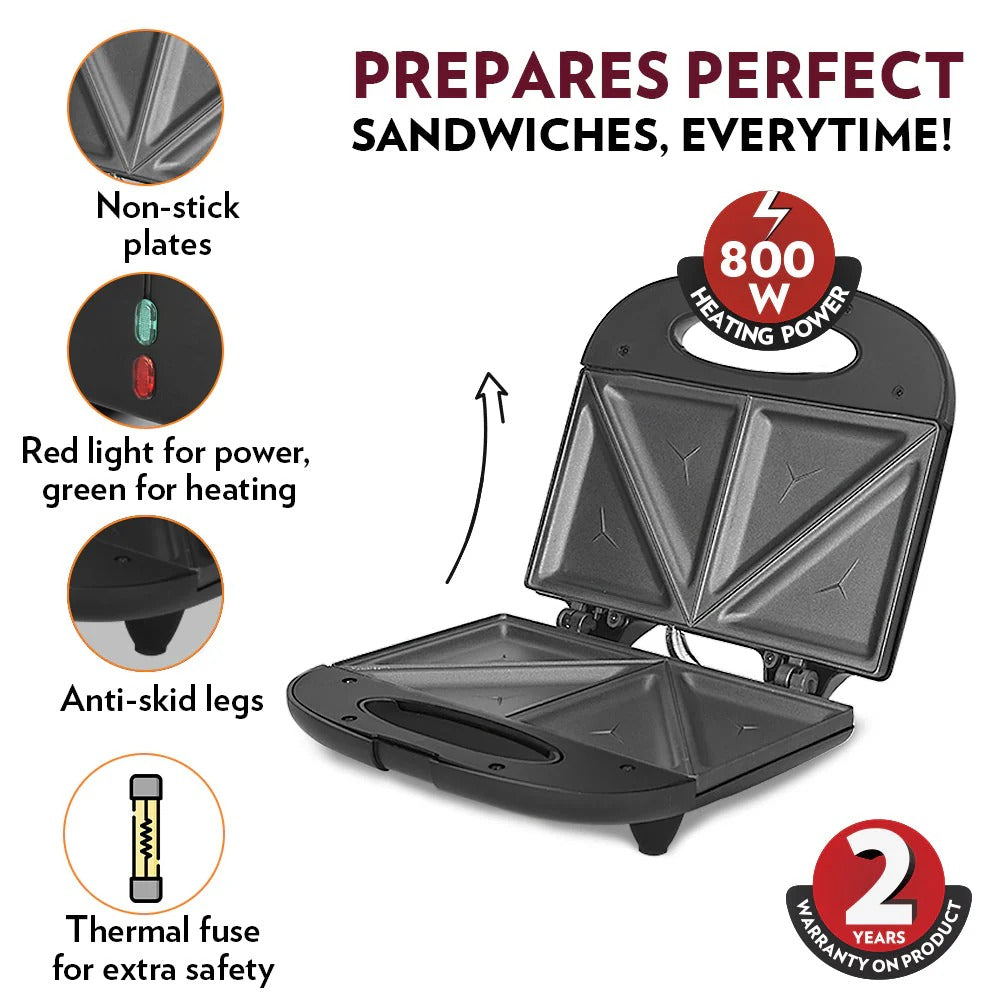 Borosil Klassy Sandwich Maker (Black, 800W)