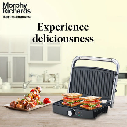 Morphy Richards Imperio Series SM 72 Grill Sandwich Maker (Silver & Black, 1500W)