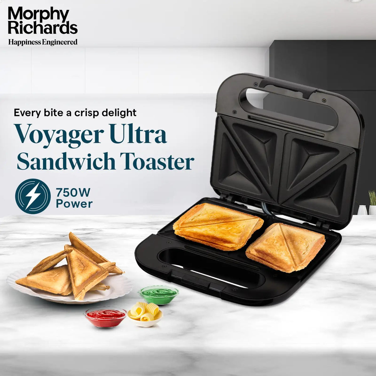 Morphy Richards Voyager Ultra Sandwich Toast Maker (Black, 750W)