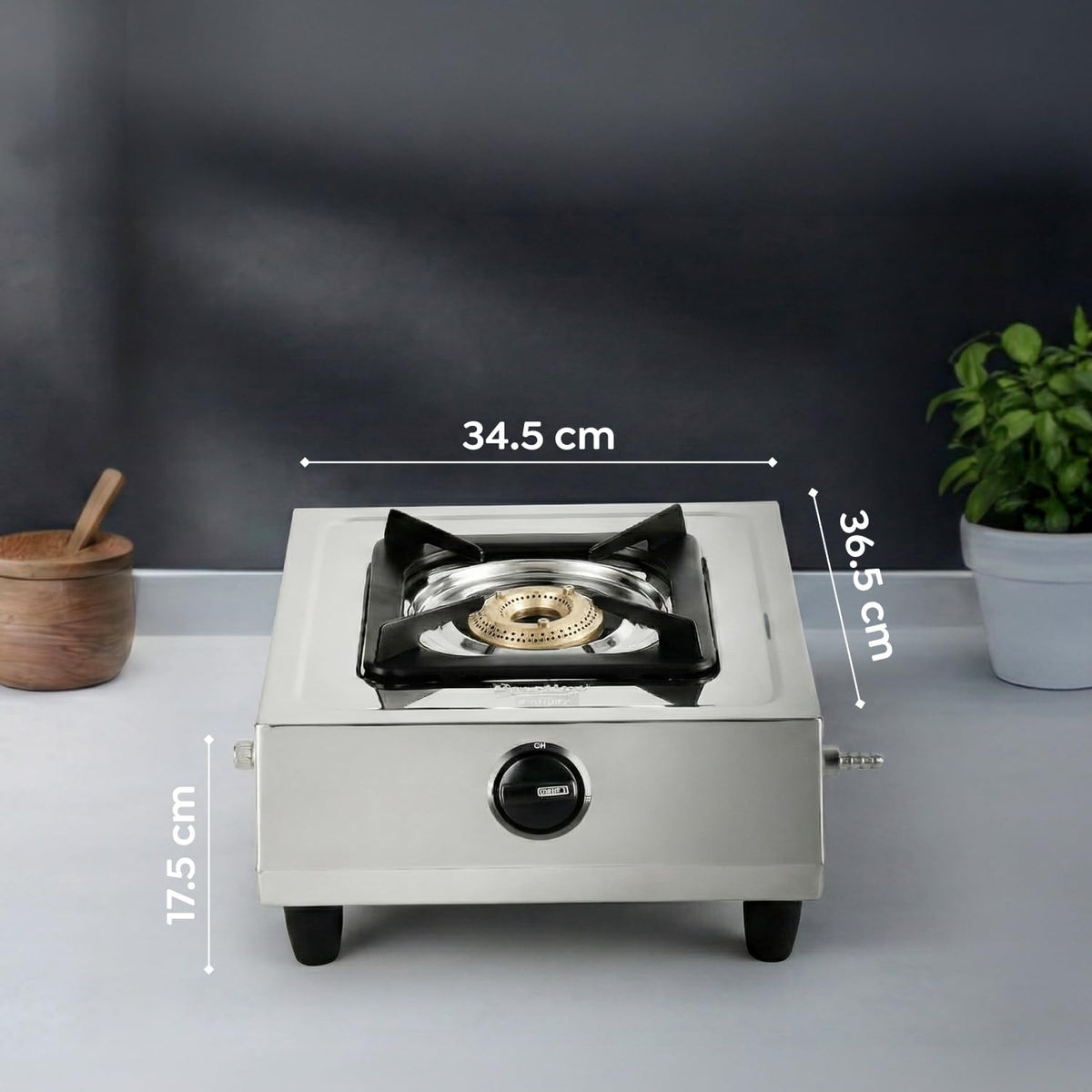 Prestige Prithvi Stainless Steel Gas Stove (1 Burner, Manual Ignition)