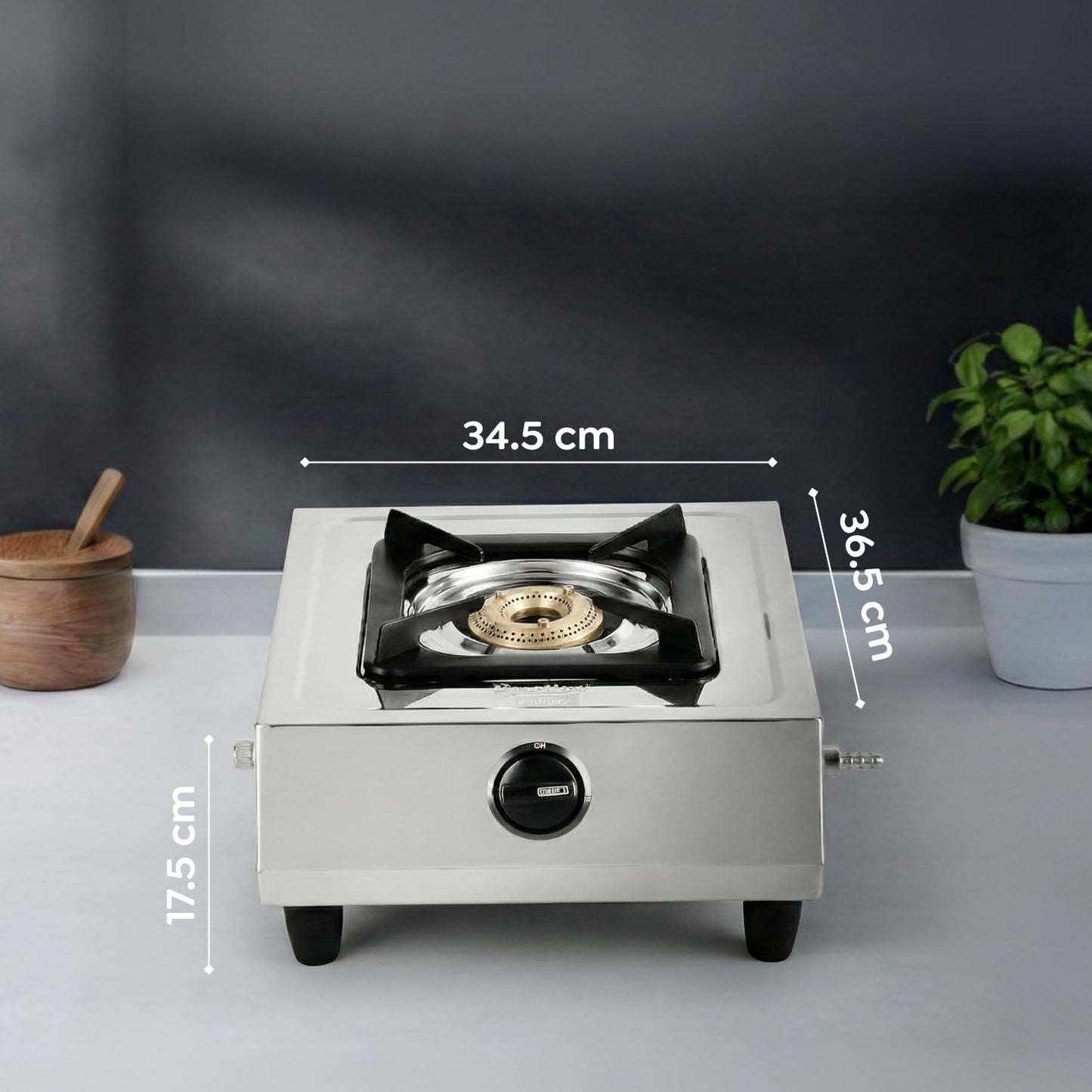 Prestige Prithvi Stainless Steel Gas Stove (1 Burner, Manual Ignition)
