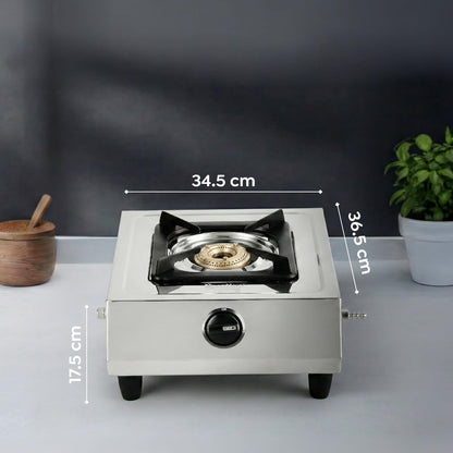 Prestige Prithvi Stainless Steel Gas Stove (1 Burner, Manual Ignition)