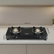 Prestige Marvel Plus Glass Top Gas Stove (2 Burner, Manual Ignition)