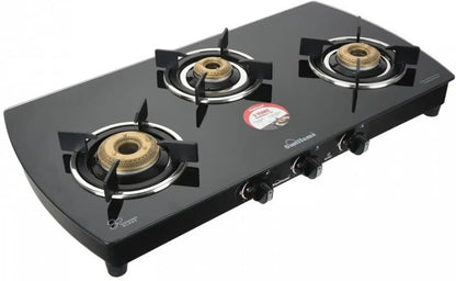 Sunflame Magna Glass Top Gas Stove (3 Burner, Manual Ignition)