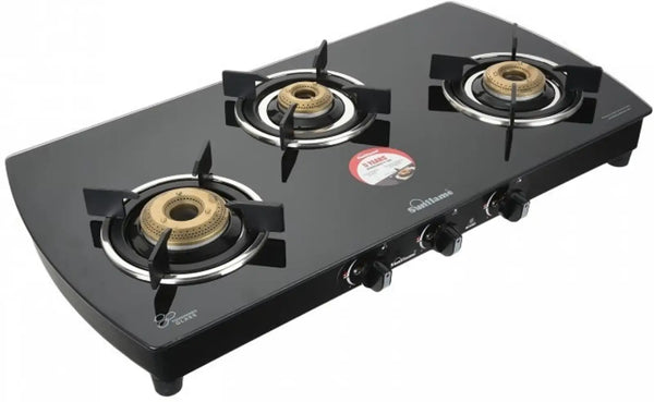 Sunflame Magna Glass Top Gas Stove (3 Burner, Manual Ignition)