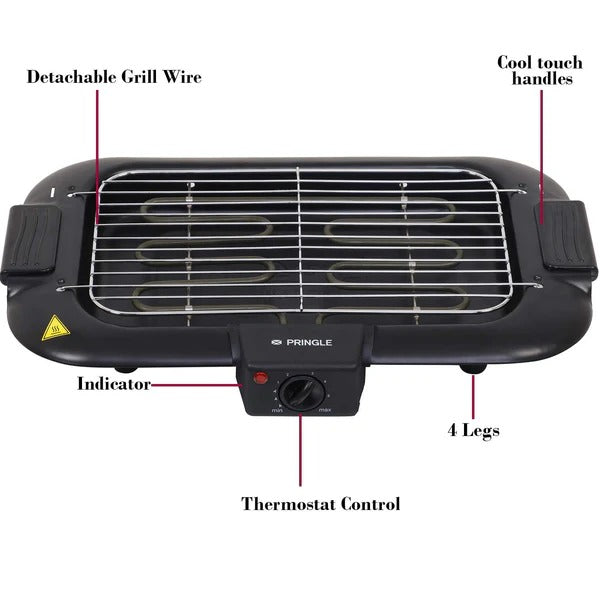 Pringle BBQ 1901 Electric Barbecue Grill (Black, 2000W)