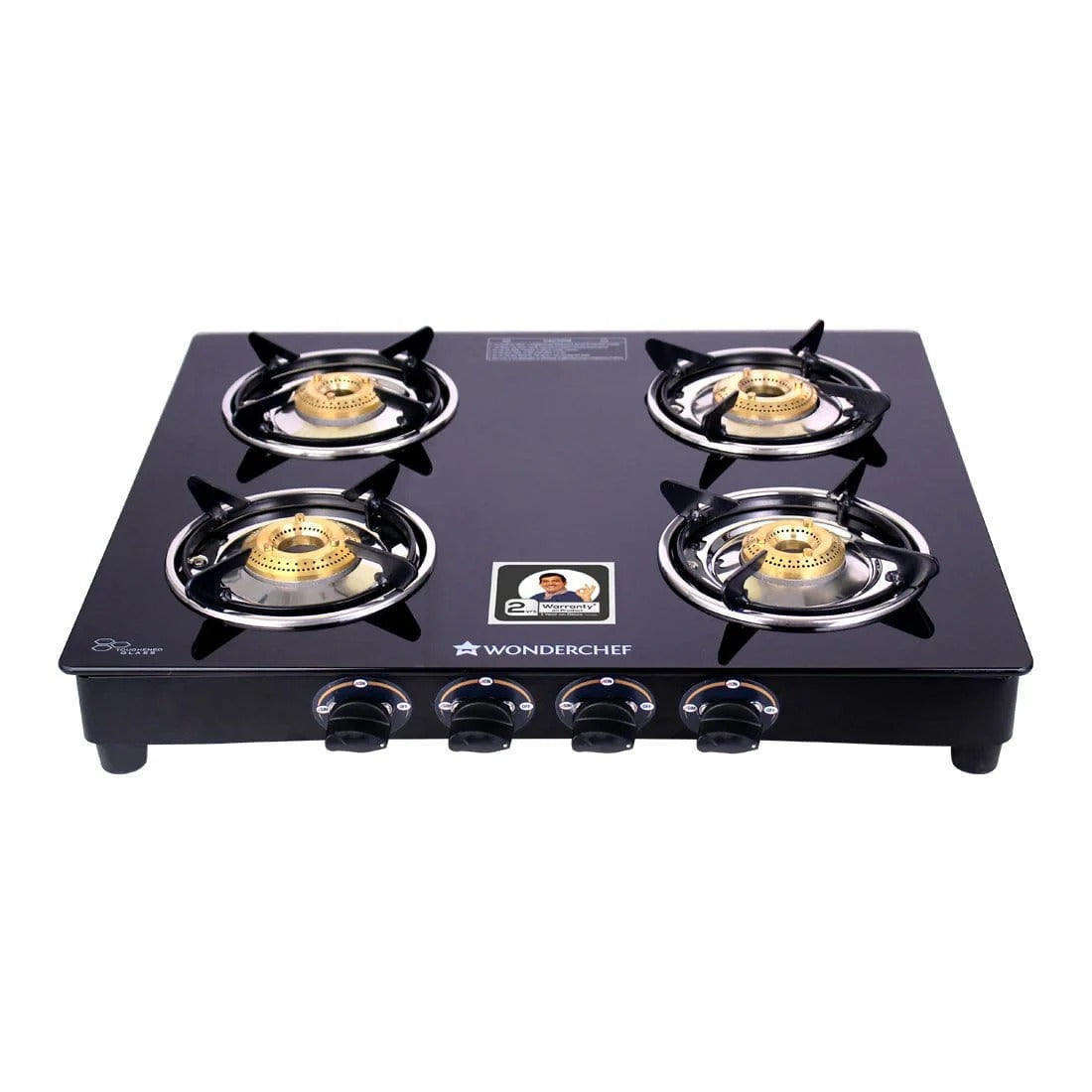 Wonderchef Ultima Glass Top Gas Stove (4 Burner, Manual Ignition)