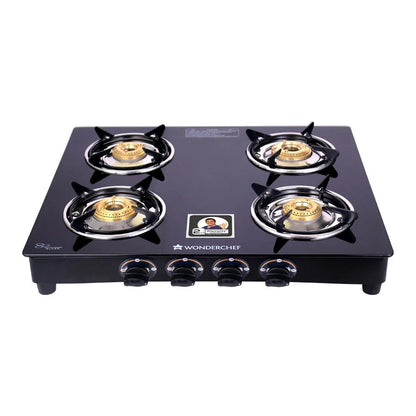 Wonderchef Ultima Glass Top Gas Stove (4 Burner, Manual Ignition)