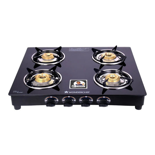 Wonderchef Ultima Glass Top Gas Stove (4 Burner, Manual Ignition)