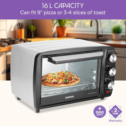 Borosil Prima Pro Oven Toaster Griller (OTG) (16 Litre, Black)