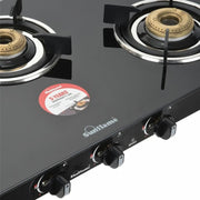 Sunflame Magna Glass Top Gas Stove (3 Burner, Manual Ignition)