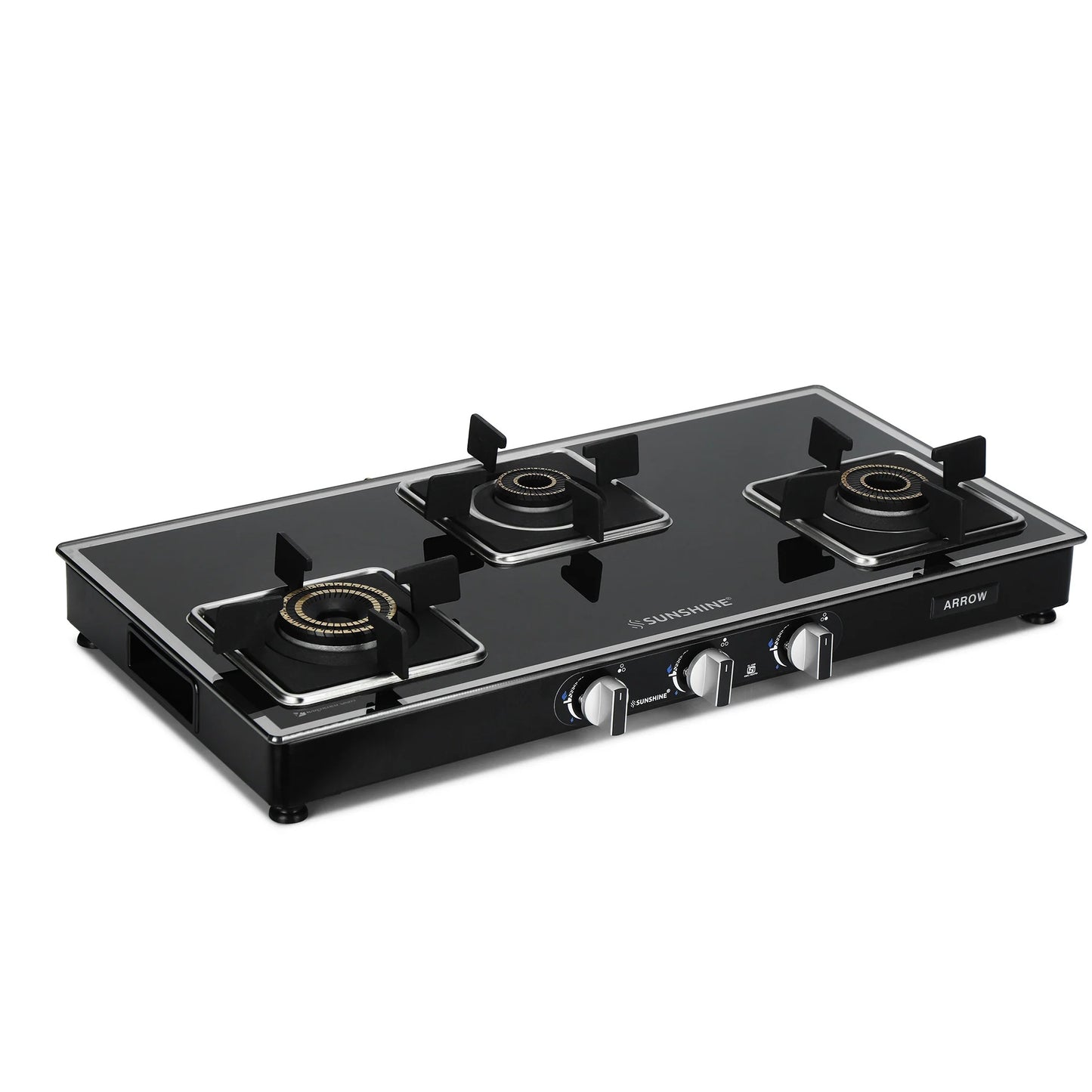 Sunshine Arrow Glass Top Gas Stove (3 Burner, Manual Ignition)