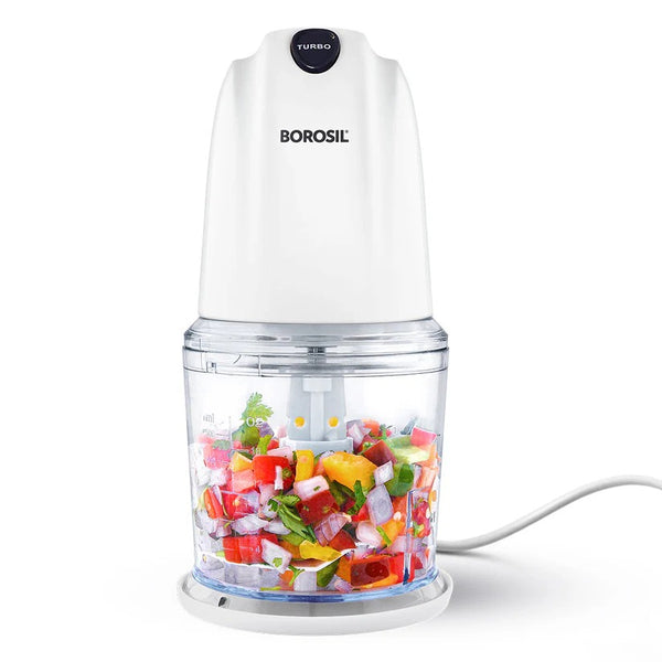 Borosil Chef Delite Electric Vegetable Chopper (500 ml Bowl, White)