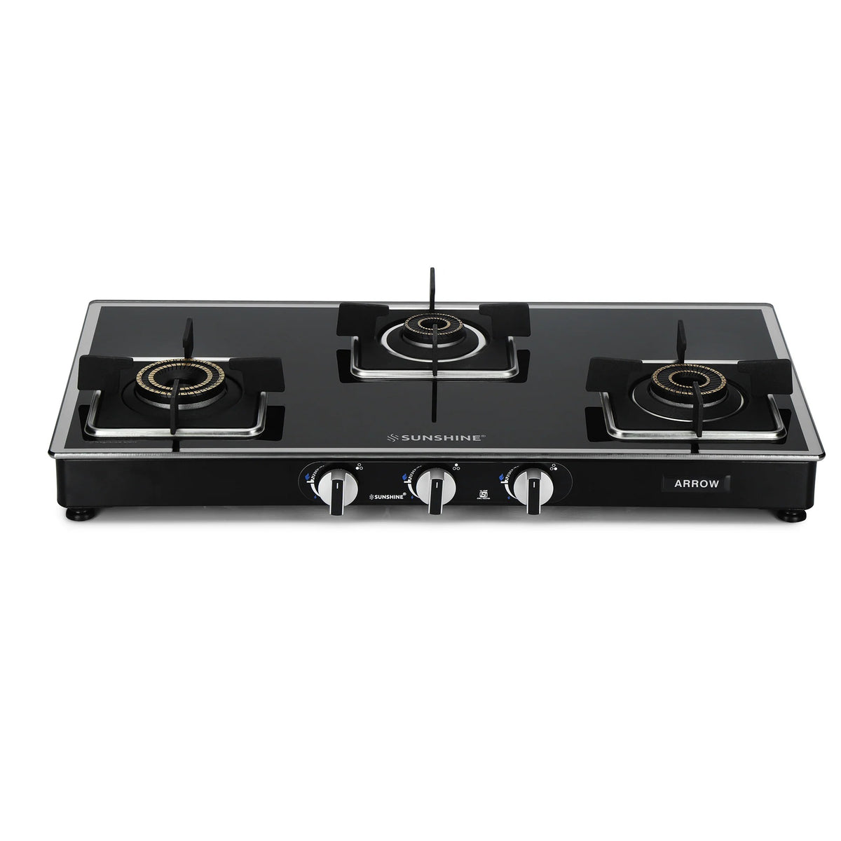 Sunshine Arrow Glass Top Gas Stove (3 Burner, Manual Ignition)