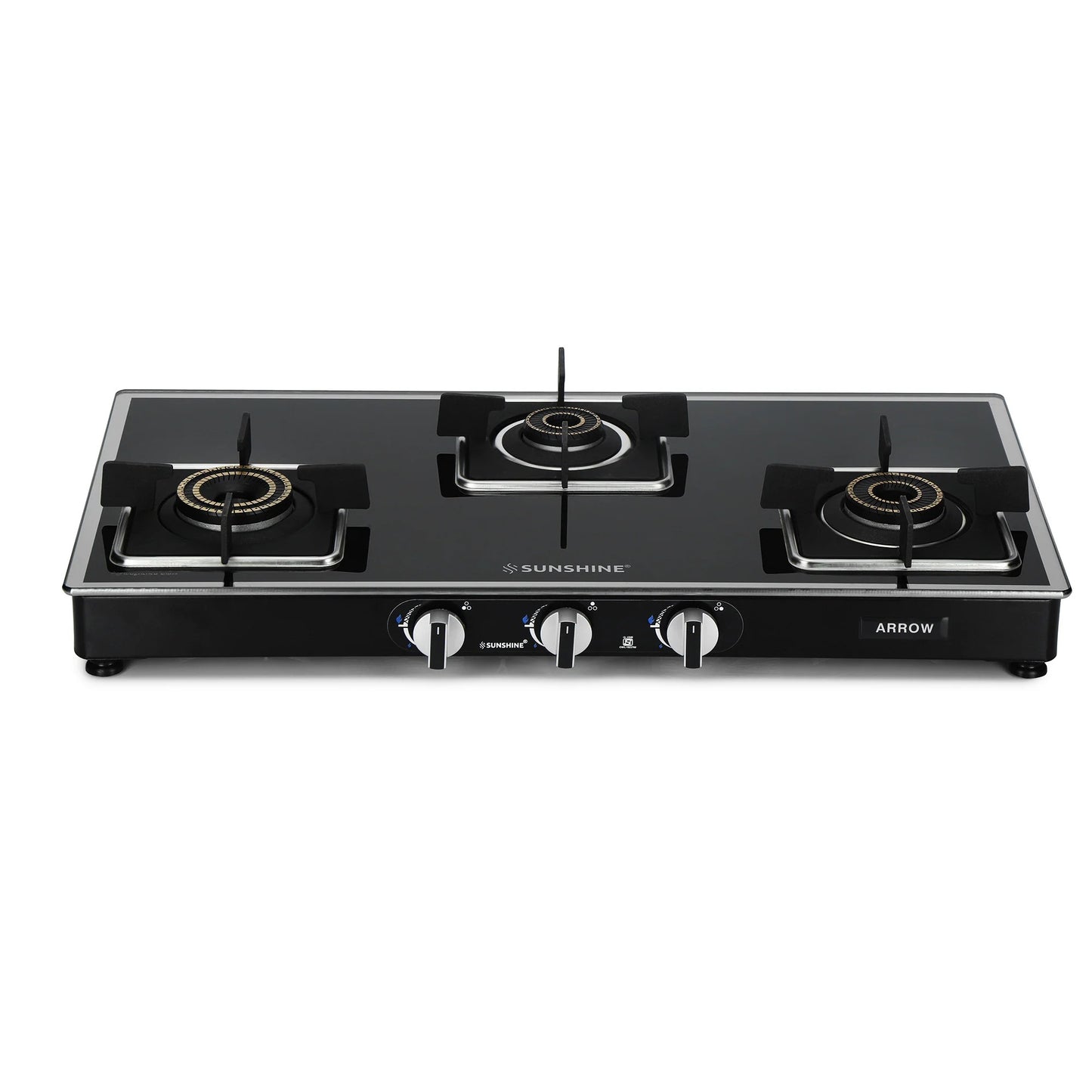 Sunshine Arrow Glass Top Gas Stove (3 Burner, Manual Ignition)