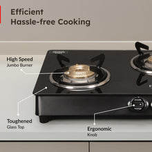 Prestige Marvel Plus Glass Top Gas Stove (3 Burner, Manual Ignition)