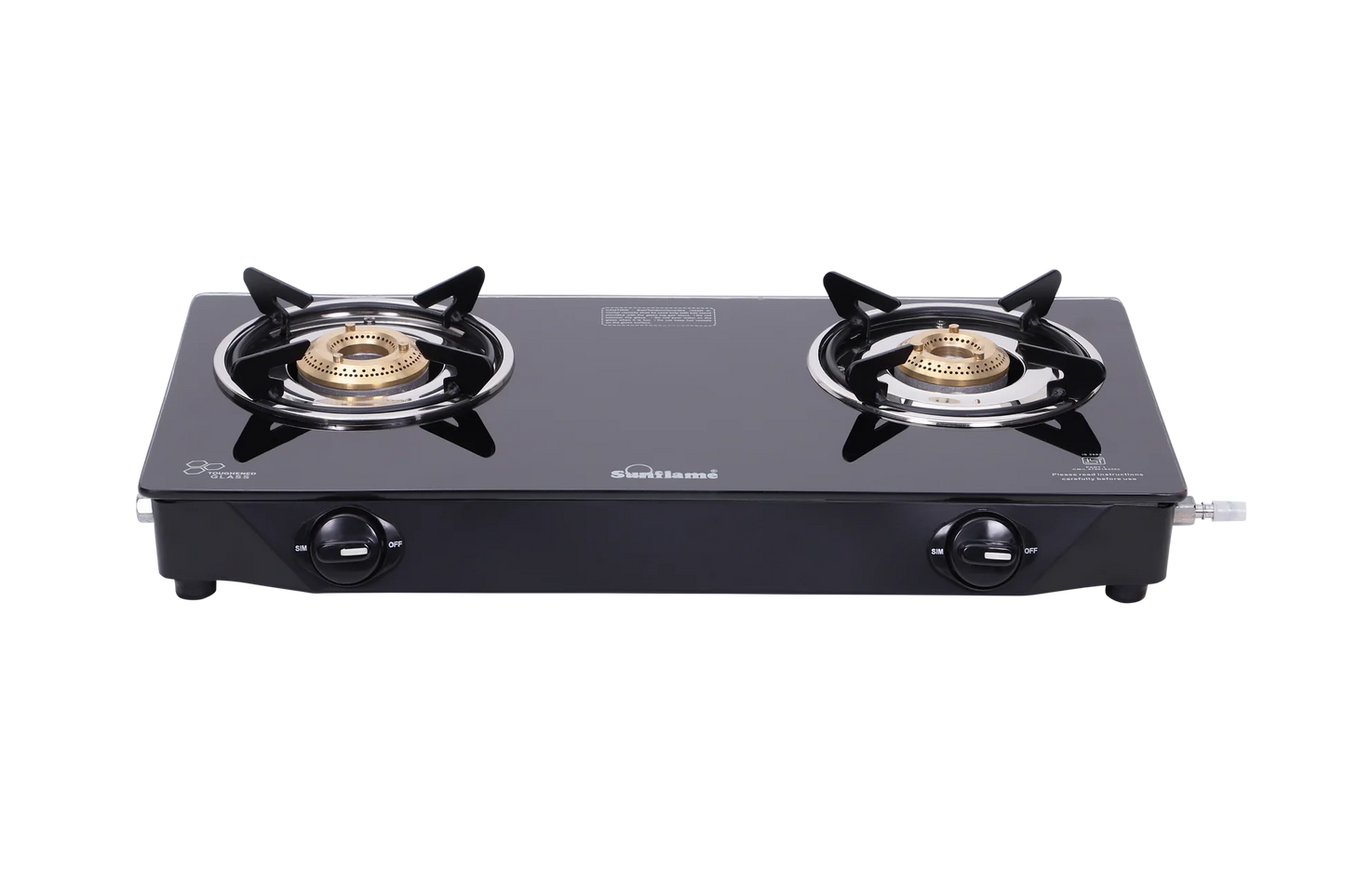 Sunflame Naples Glass Top Gas Stove (2 Burner. Manual Ignition)