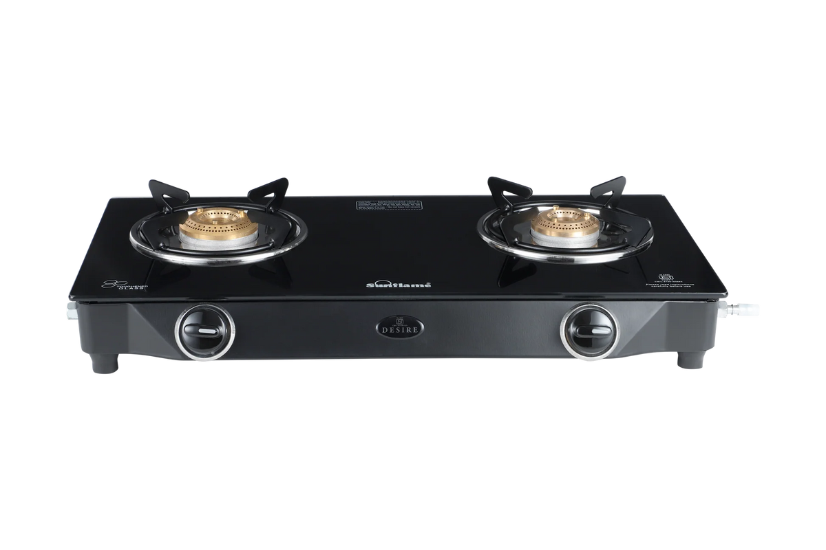 Sunflame GT Desire Glass Top Gas Stove (2 Burner, Manual Ignition)