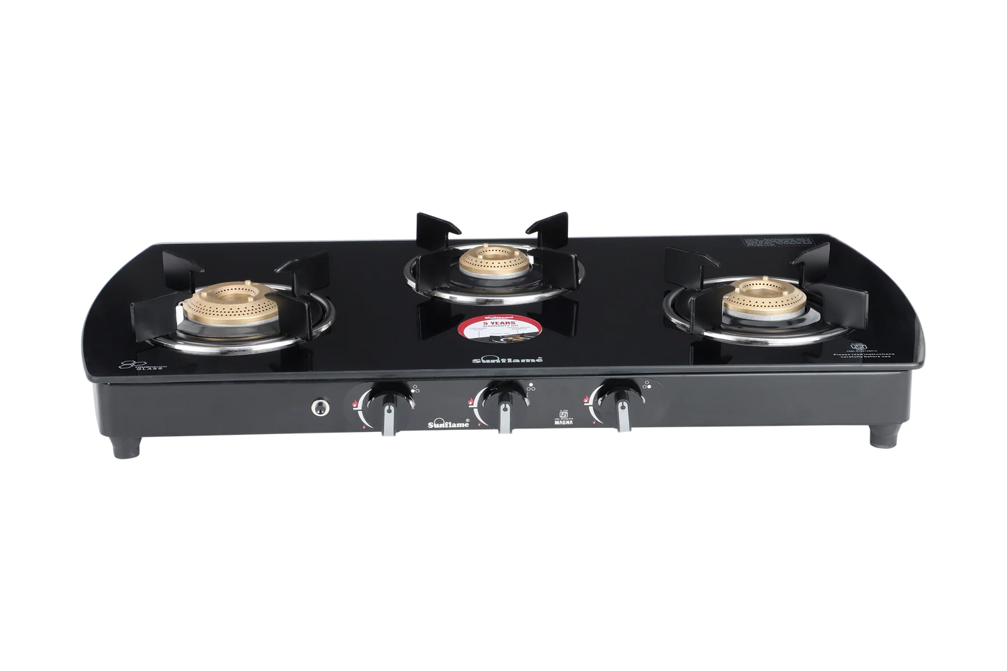 Sunflame Magna Glass Top Gas Stove (3 Burner, Auto Ignition)