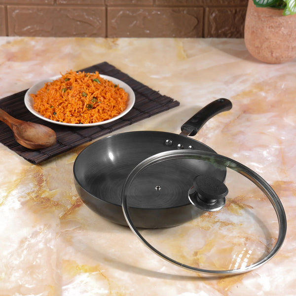 Vinod Hard Anodised Deep Frypan with Glass Lid (20 cm)