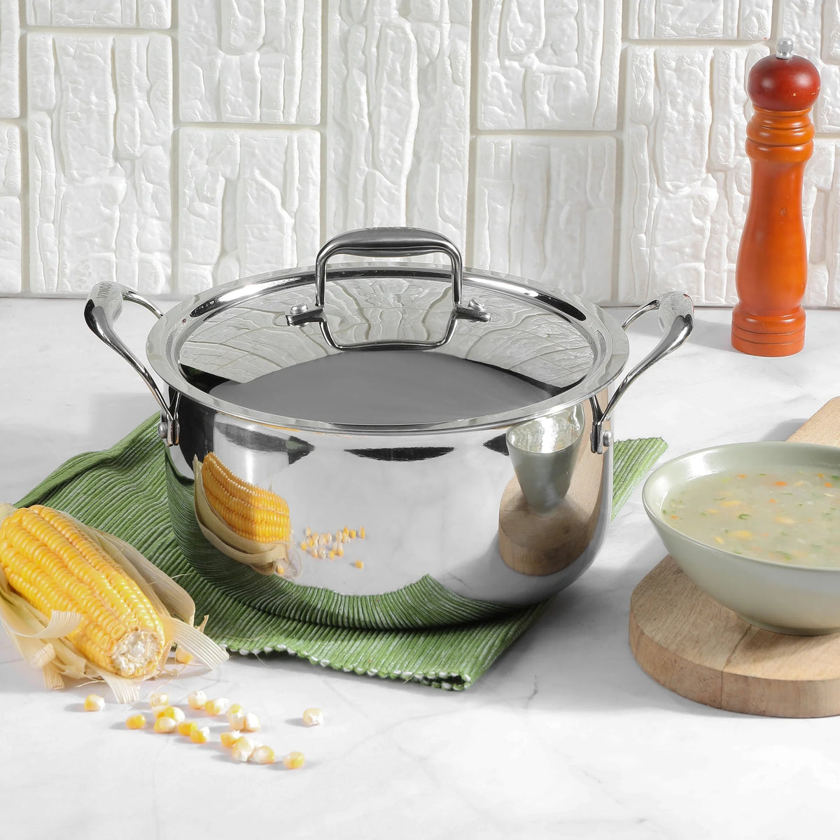 Vinod Platinum Triply Stainless Steel Saucepot with Lid (6.8 L)