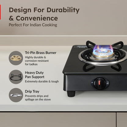 Prestige Magic Plus Glass Top Gas Stove (2 Burner, Manual Ignition)