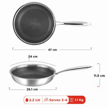 Vinod Platinum Triply Stainless Steel SAS Pro FryPan (24 cm)