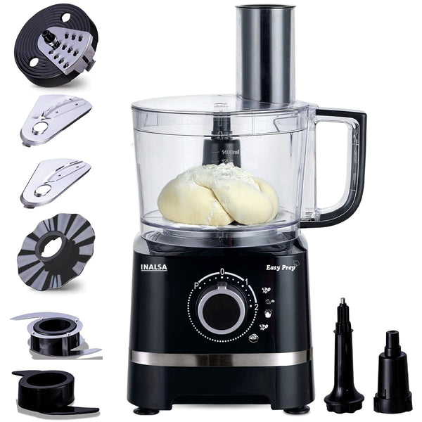 Inalsa Easy Prep Food Processor with Atta Kneader (Black, 1.4 Litre)