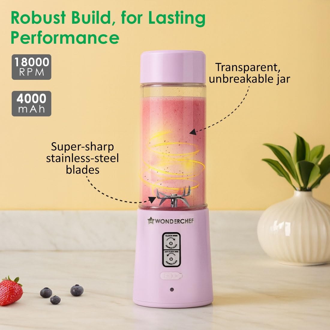 Wonderchef Twister Portable Blender (Lavender, 500ml)
