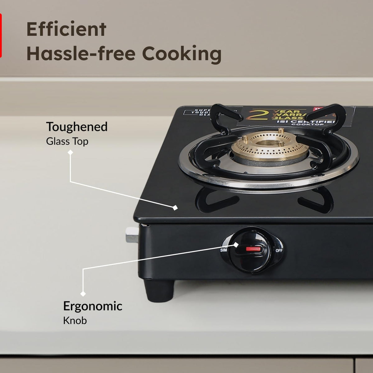 Prestige Magic Plus Glass Top Gas Stove (3 Burner, Manual Ignition)